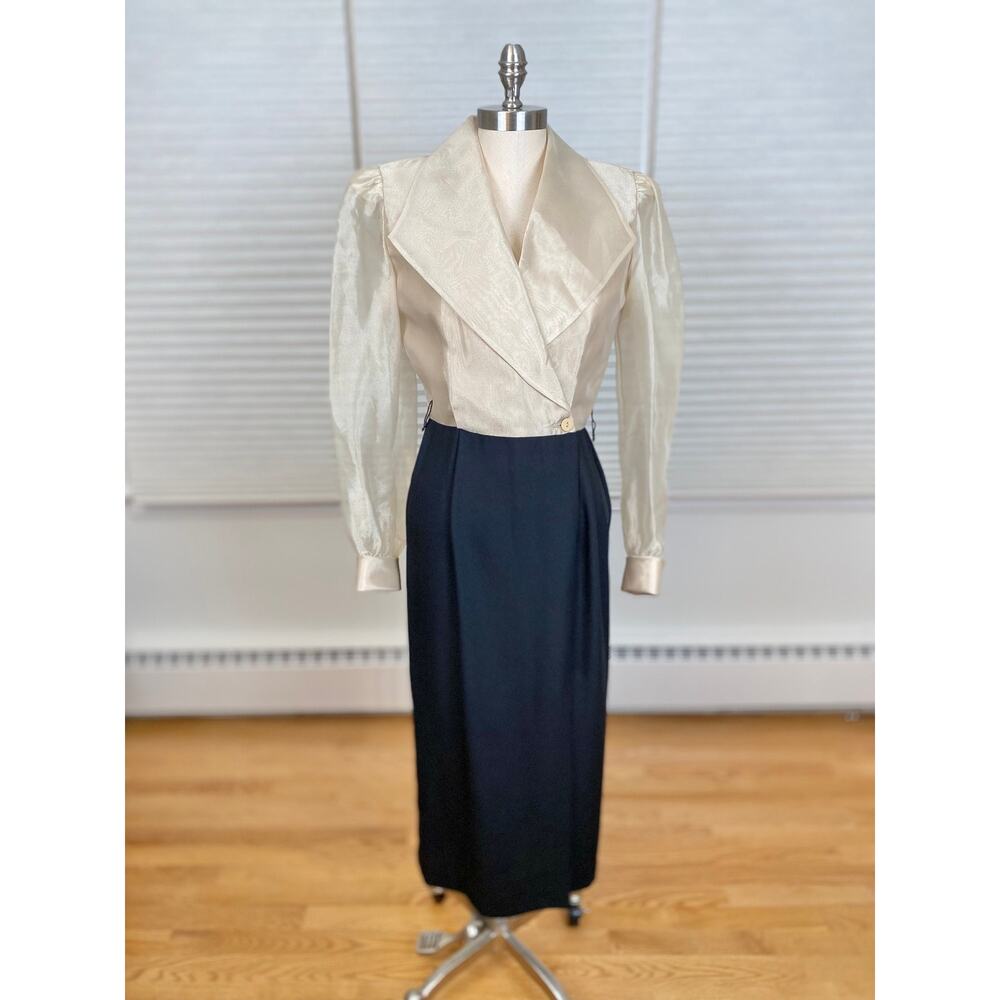 Vintage Party Dress, Sheer Gold Maximalism, J.R. Nites by Caliendo, Women's XS S